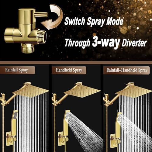 10 Inch Square Rain Shower Head with Handheld Combo