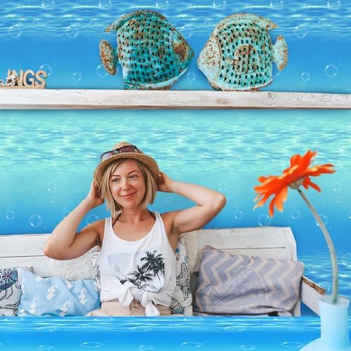 54 Inch Ocean Waves Plastic Tablecloth Roll for Pool Party Decor