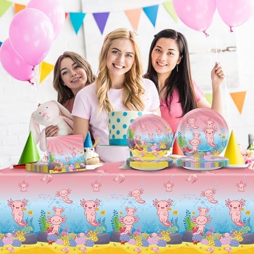Chiazllta 24 Guests Pink Axolotl Party Plates Set
