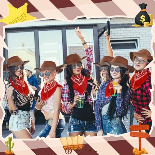 Newcotte 18 Pcs Western Cowboy Plastic Hat Set