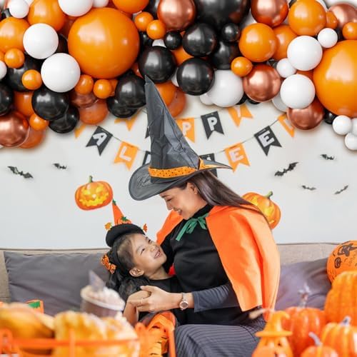 OuMuaMua Halloween Balloon Arch Kit 116Pcs Black Orange Metallic Balloons for Party Decorations