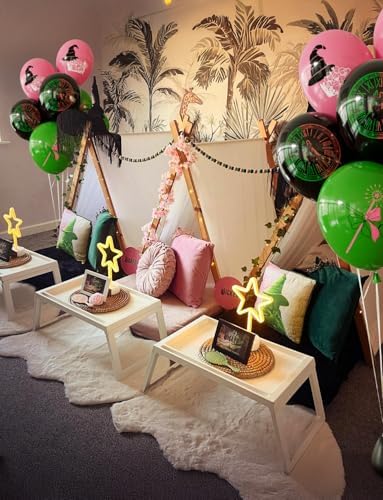 Wicked Balloons Set 12 Inch Pink Green Black with Witch Prints