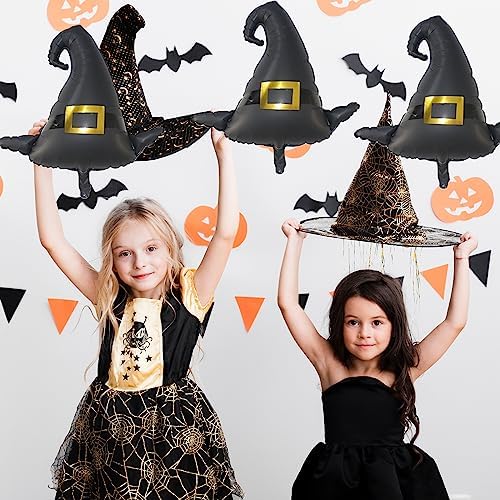Halloween Party Balloons - 6PCS Jumbo Witch Hat Foil Balloons for Decorations and Kids Props