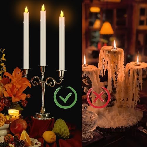 Wemarry Flameless Taper Candles 106 6 Pack with Remote Timer