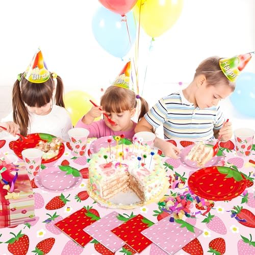 Augisteen Strawberry Party Tableware Set for 24 Guests