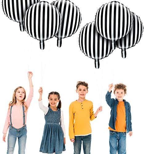 Gejoy 24 Piece 18 Inch Black White Striped Balloons for Halloween Birthday Party Decoration