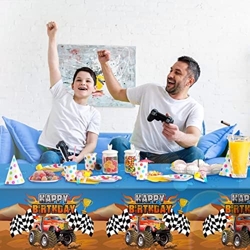 Monster Truck Tablecloth Set 3 Pieces Birthday Party Decorations
