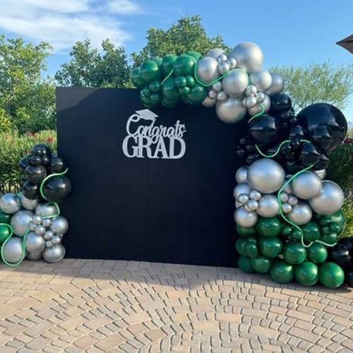 60 Piece Dark Green Black Silver Balloons for Decorations