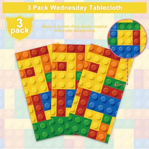 3PCS Building Block Party Tablecloths for Kids
