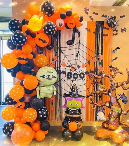 KALOR 12 Inch Orange Black Balloons 60 Pack