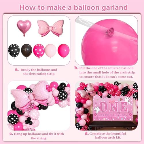 5x3FT Pink Mouse Birthday Balloon Backdrop Decor
