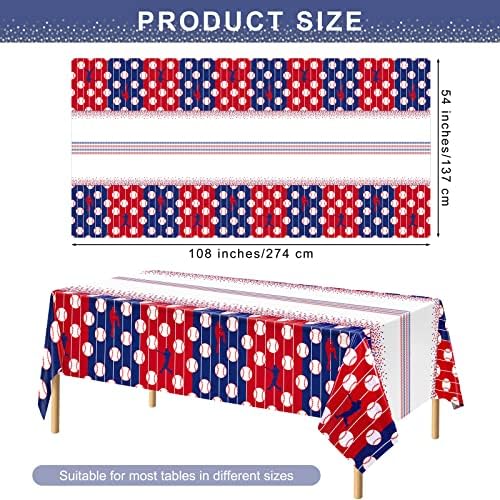 Durony 2 Piece Baseball Tablecloth Waterproof Party Decorations