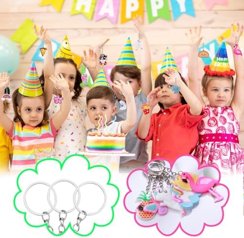 80pcs Cartoon Keychain for Kids Party Favors