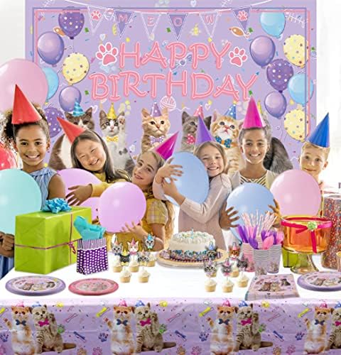 Cat Birthday Party Supplies Set for 20 Guests