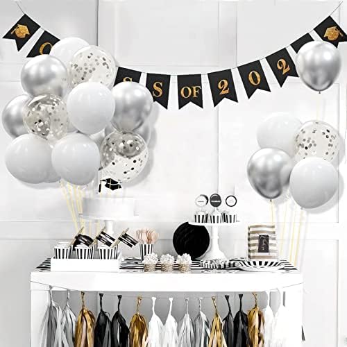 62pcs Silver White Confetti Balloons Party Kit