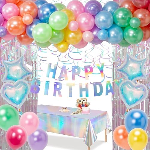 Birthday Decorations Pearl Rainbow Balloon Arch Garland Kit