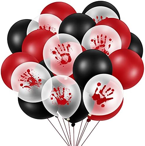 Zhanmai 60 Halloween Balloons Blood Handprint Set for Party Decorations