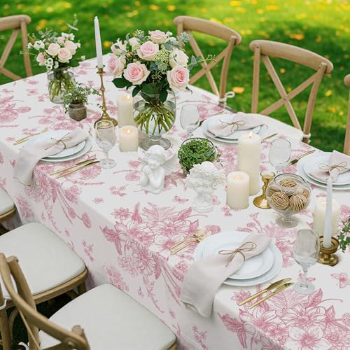 3 Pack Pink Floral Tablecloths 54 X 108 Inch