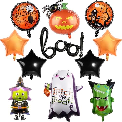 10 Pcs Halloween Boo Foil Balloons Set