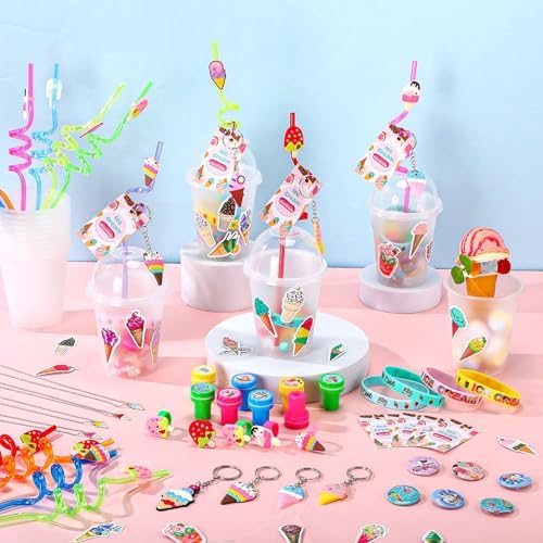 195 Pcs Ice Cream Party Favor Set for 16 Kids