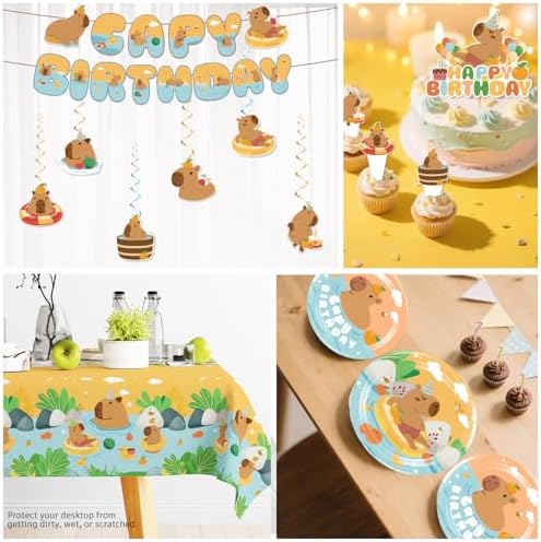 Capybara Birthday Party Decorations Tableware Set for 20 Guests