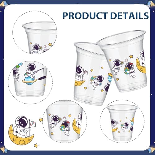 50Pcs Space Party Cups 12oz Astronaut Drinking Cups