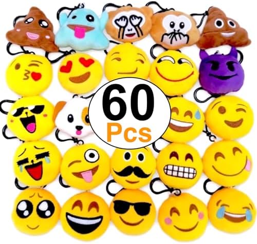 OHill 60-Pack Mini Plush Emoticon Keychain