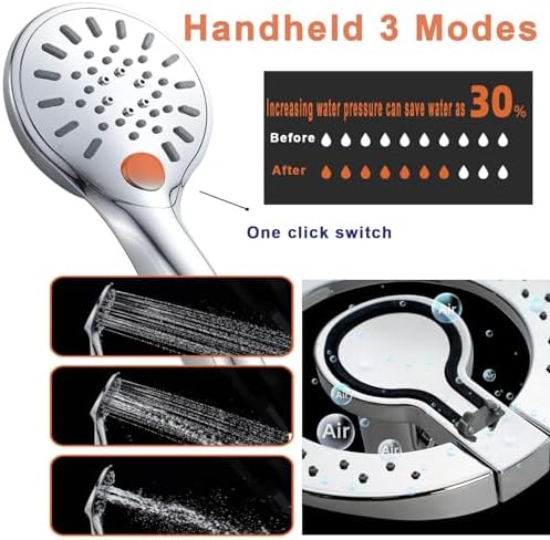 Dual Shower Head Set with Magnetic Handheld and Rainfall 2 in 1