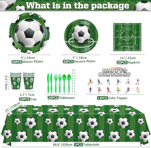 229 Pack Soccer Party Supplies Decorations Set