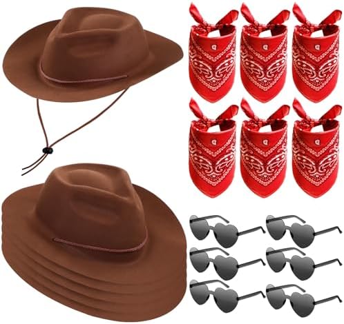 Newcotte 18 Pcs Western Cowboy Plastic Hat Set