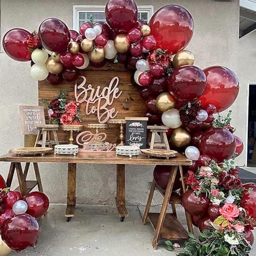 PartyWoo Burgundy Balloons 123 pcs Set
