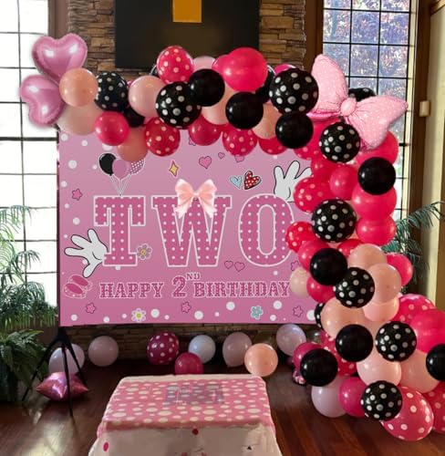 Pink Mouse 2nd Birthday Balloon Backdrop Decor Kit