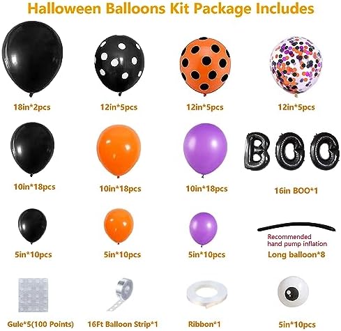 Halloween Balloon Arch Kit with Spider Balloons and Confetti Designs