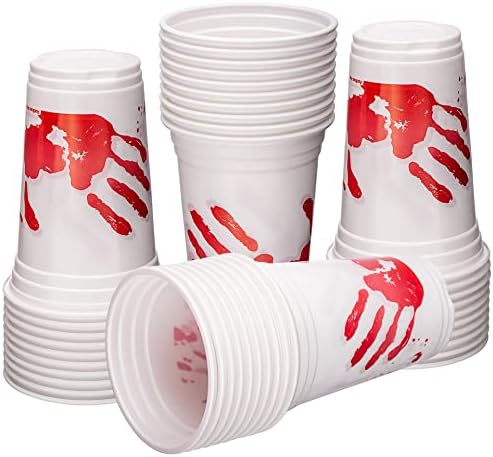 ArtCreativity Blood Print Halloween Party Cups Set of 50