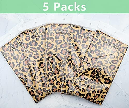 5Pcs Leopard Animal Print Table Covers for Jungle Safari Party