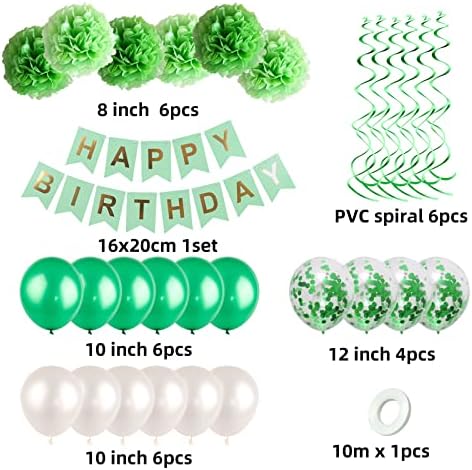 Green Birthday Decorations Kit - Happy Birthday Balloons and Party Supplies