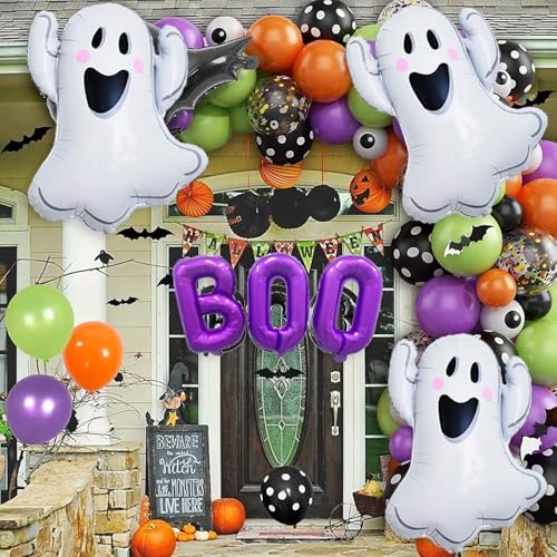 Halloween Purple BOO Balloons Decorations Set