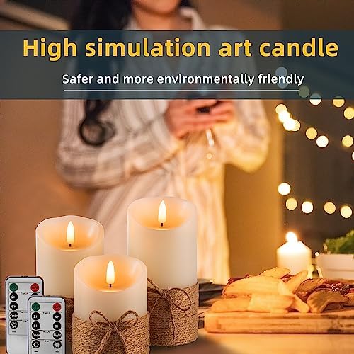 Flameless Candles Set with Remote Control and Timer 4 5 6 Pack of 3