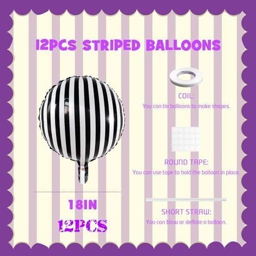 Striped Balloon Halloween Decor 12PCS 18 Inch Foil Party Supplies