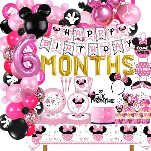 158 Pcs Pink Half Birthday Party Decorations Kit