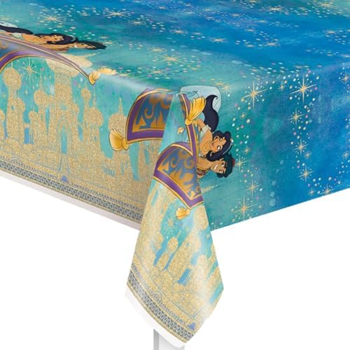 Multicolor Plastic Disney Aladdin Table Cover 54x84 Reusable