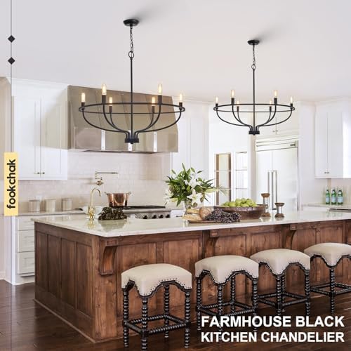 FookChak 6 Light Black Chandelier for Dining Room