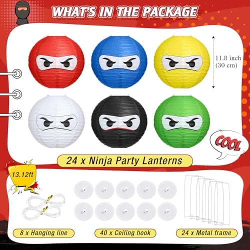 12 Pcs Ninja Themed Paper Lanterns 12 Inch Birthday Decorations