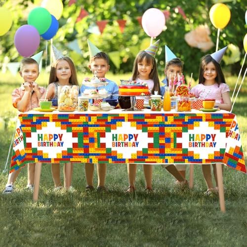 3 Pcs Block Themed Tablecloths for Parties and Weddings