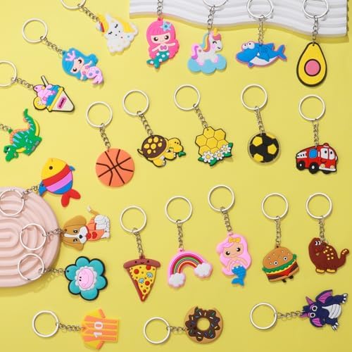 120pcs Cartoon Keychain Party Favors Bulk Set