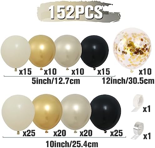 Black and Gold Balloon Garland Arch Kit for 50th Birthday Decorations