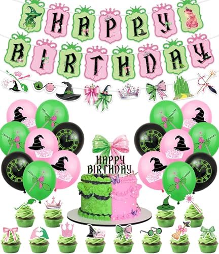 Witch Pink Green Party Decorations Set