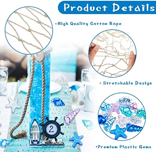 Tudomro Mermaid Fishing Net Table Runner for Party Decor