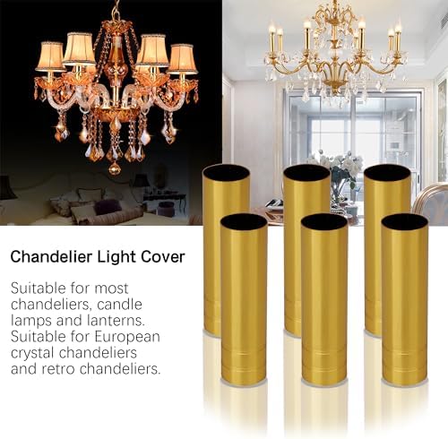 6PCS Gold Metal Chandelier Candle Light Cover Sleeves Replacement