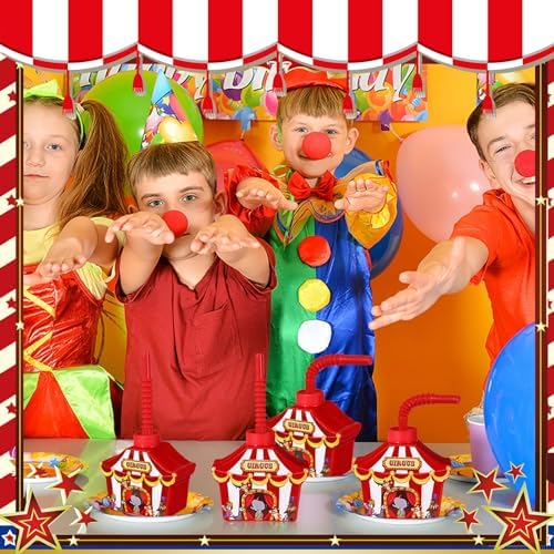 Tanlade 12 Pcs Circus Shape Cups with Straws and Lids